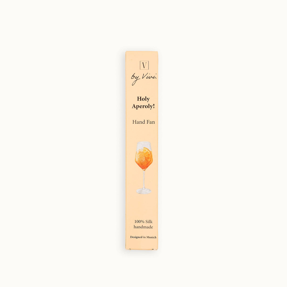 Fächer-Verpackungskarton mit Aufdruck „Holy Aperoly!“ und Aperitifglas, 100% Seide