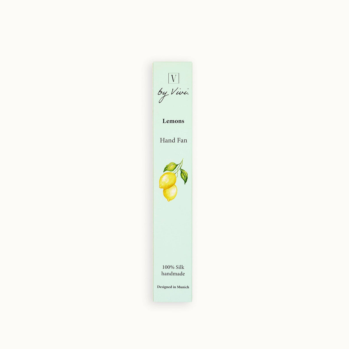 Schmaler Etikettstreifen mit Zitronenmotiv, Aufdruck „by Vivi“ und „Lemons“