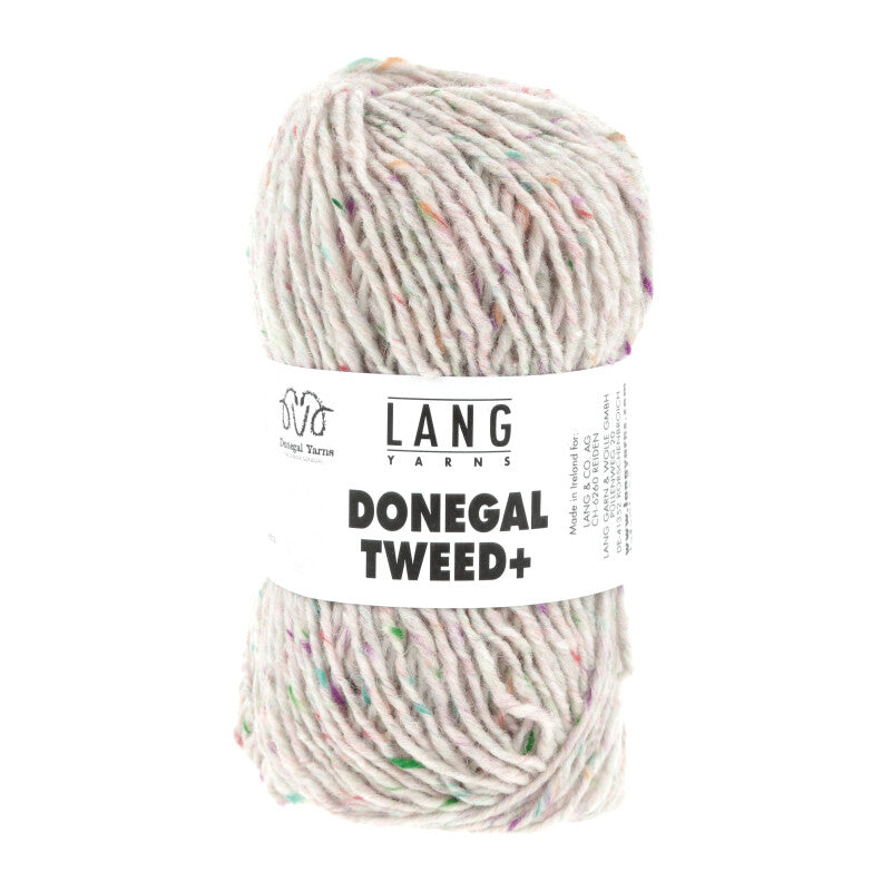 Wollgarn-Knäuel Donegal Tweed+ in offweiß meliert mit bunten Sprenkeln