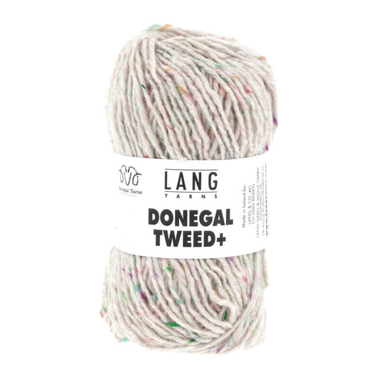 Wollgarn-Knäuel Donegal Tweed+ in offweiß meliert mit bunten Sprenkeln