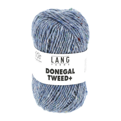 Wollgarn-Knäuel Donegal Tweed+ in stahlblau meliert mit farbigen Einschlüssen