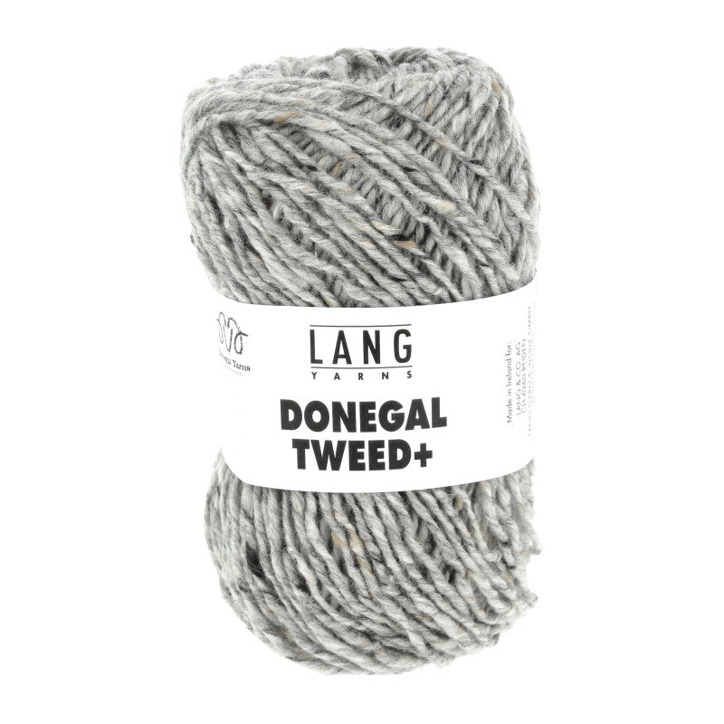 Wollgarn-Knäuel Donegal Tweed+ in hellgrau meliert mit feinen Farbakzenten