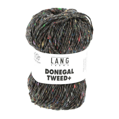 Wollgarn-Knäuel Donegal Tweed+ in anthrazit dunkelgrau meliert mit bunten Akzenten