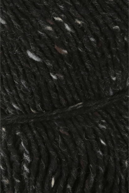 Garnknäuel aus Tweed-Wolle in Dunkelgrau/Schwarz mit feinen, unregelmäßigen Farbakzenten