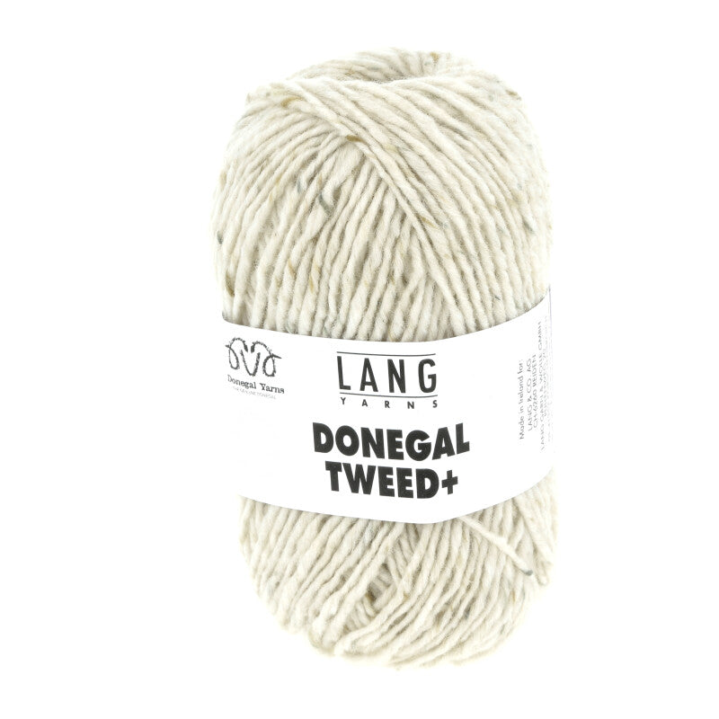 Lang Yarns Donegal Tweed+ Garnknäuel, offwhite meliert mit Etikett