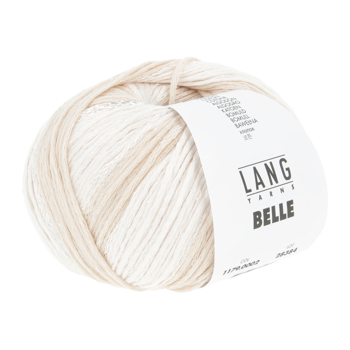 Lang Yarns BELLE Garnknäuel in Ecru/Creme mit Etikett