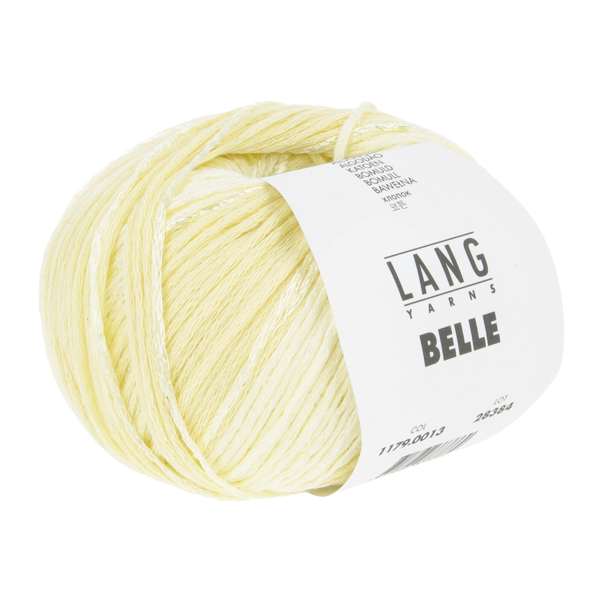 Lang Yarns BELLE Garnknäuel in Hellgelb mit Etikett