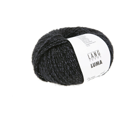 Schwarzes Lang Yarns Luma Wollgarn, Knäuel mit Label