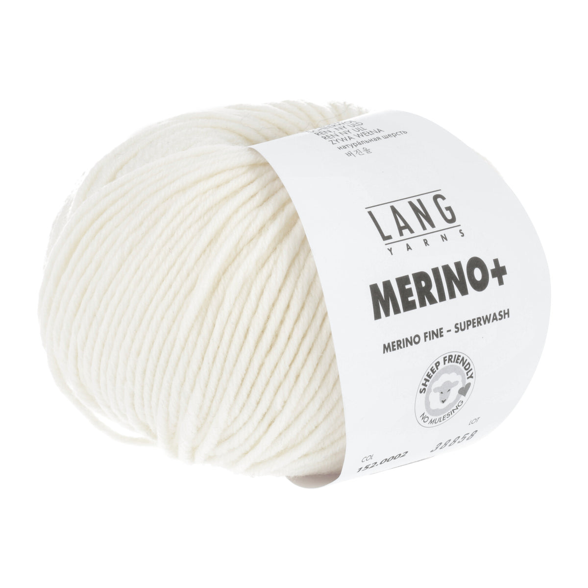 Merino-Garnknäuel, weiß, mit weißem Label