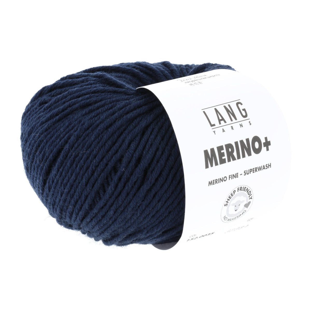 Merino-Garnknäuel, navyblau, mit weißem Label