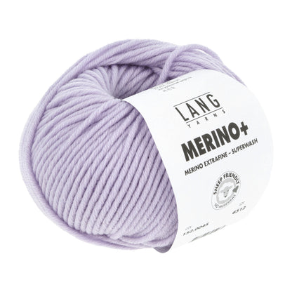 Merino-Garnknäuel, helllila, mit weißem Label