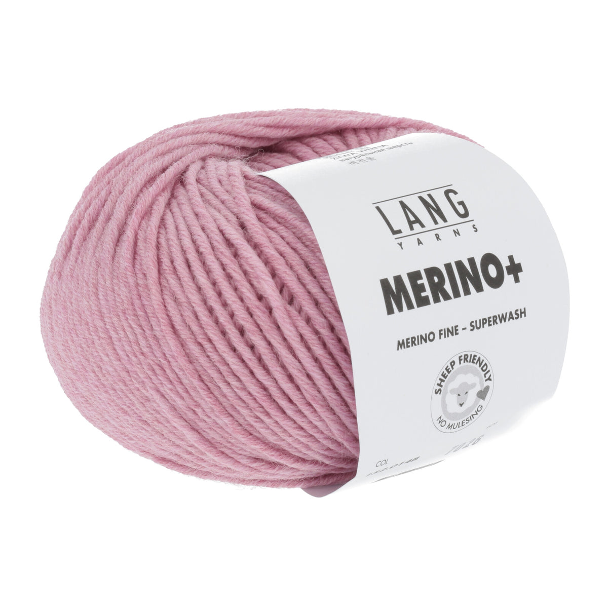Merino-Garnknäuel, hellrosa, mit weißem Label