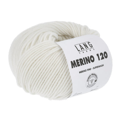 Merino-Garnknäuel, offwhite, kompaktes Strickgarn mit Etikett