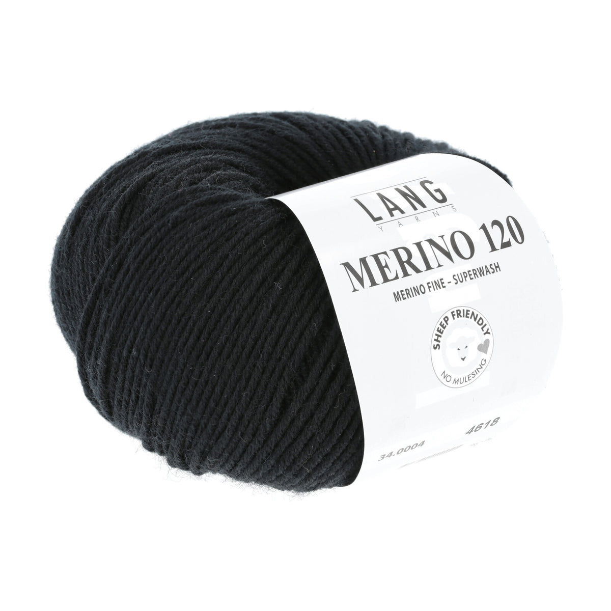 Merino 120 Wollgarn-Knäuel, dunkelgrau/anthrazit mit Label