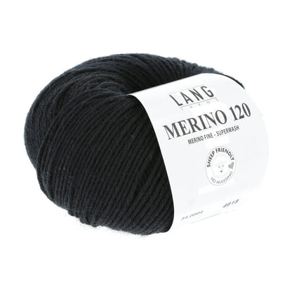 Merino 120 Wollgarn-Knäuel, dunkelgrau/anthrazit mit Label