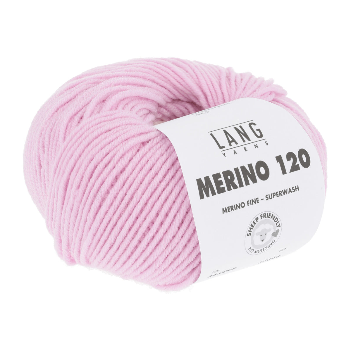 Merino 120 Wollgarn-Knäuel, rosé/hellrosa mit Label