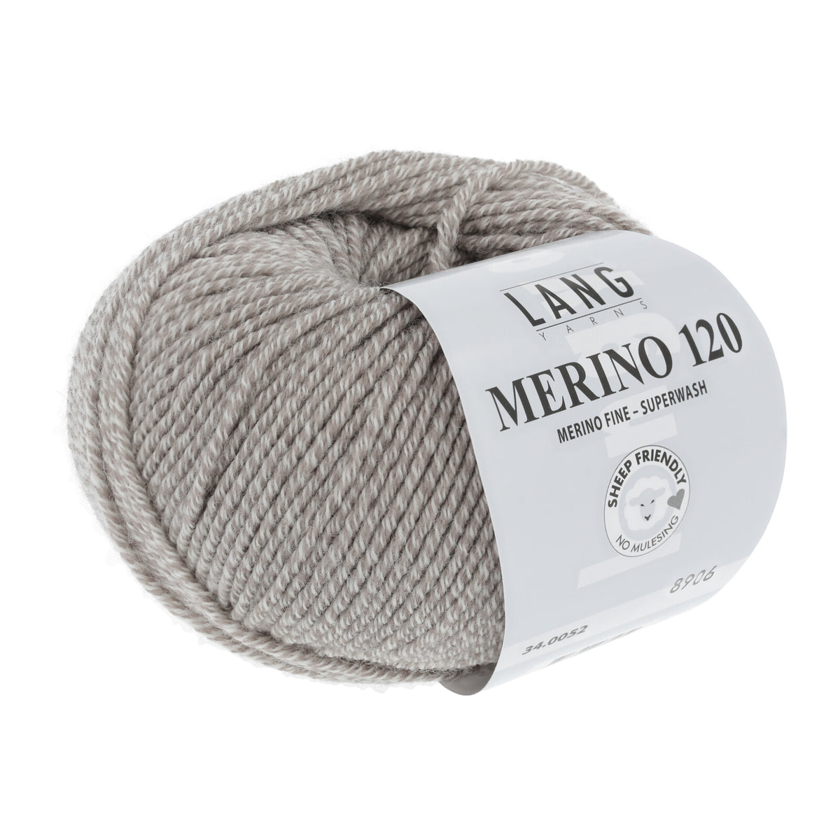 Merino-Garnknäuel, hellgrau meliert