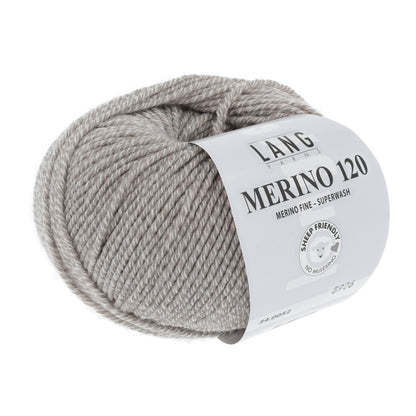 Merino-Garnknäuel, hellgrau meliert