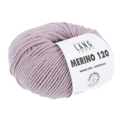 Merino 120 Wollgarn-Knäuel, helllila mit Label