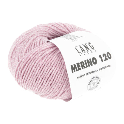 Merino 120 Wollgarn-Knäuel, rosé/hellrosa mit Label