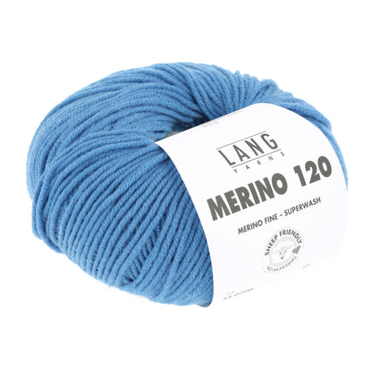 Merinowollgarn, Superwash, hellblau, Knäuel mit Label