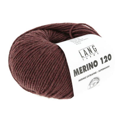 Merinowollgarn, Superwash, dunkelbraun, Knäuel mit Label
