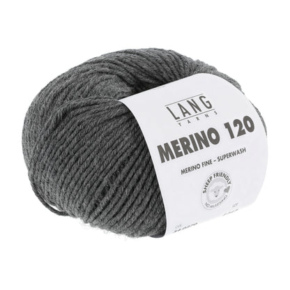 Merino-Garnknäuel, dunkelgrau, kompaktes Strickgarn mit Etikett