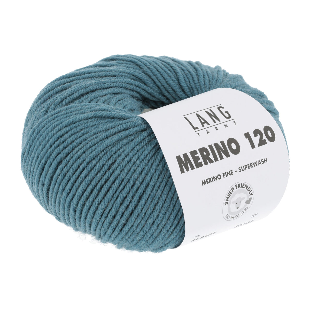 Merino-Garnknäuel, mittelblau, kompaktes Strickgarn mit Etikett