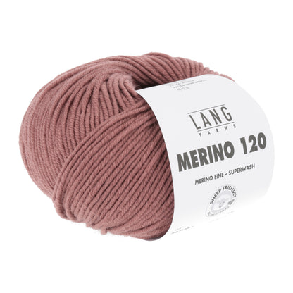 Merino 120 Wollgarn-Knäuel, altrosa mit Label