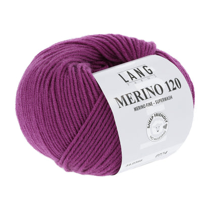 Merino-Garnknäuel Lang Merino 120, violettes Wollgarn