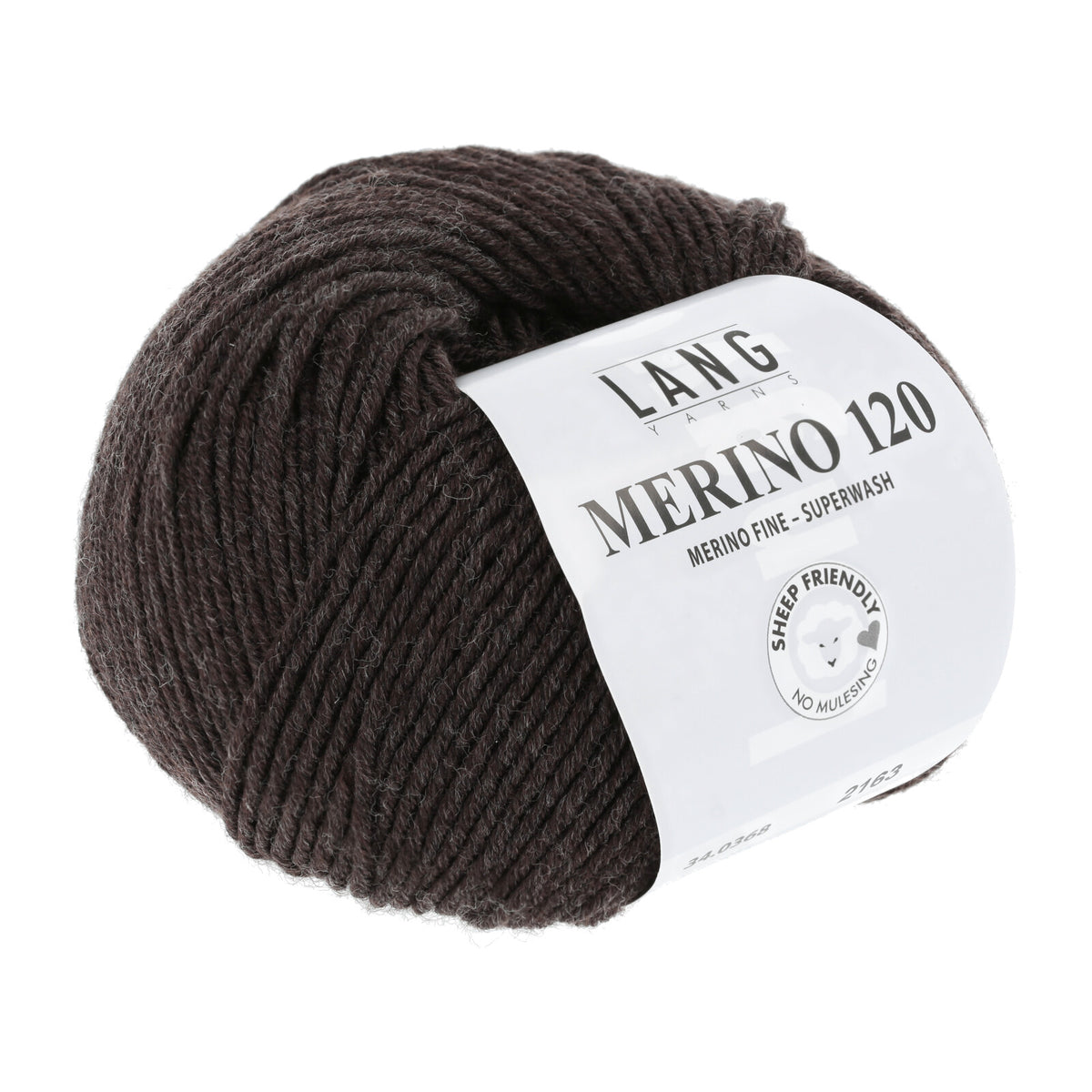 Merino-Garnknäuel Lang Merino 120, dunkelbraunes Wollgarn