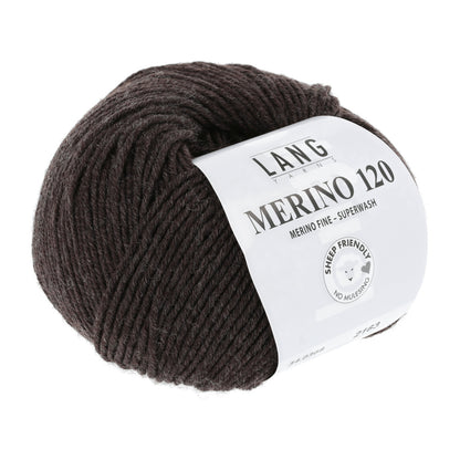 Merino-Garnknäuel Lang Merino 120, dunkelbraunes Wollgarn