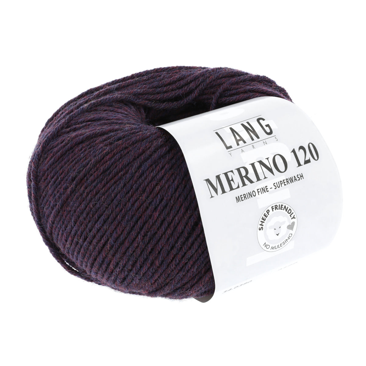 Merino-Garnknäuel Lang Merino 120, dunkelviolettes Wollgarn