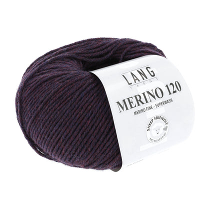 Merino-Garnknäuel Lang Merino 120, dunkelviolettes Wollgarn