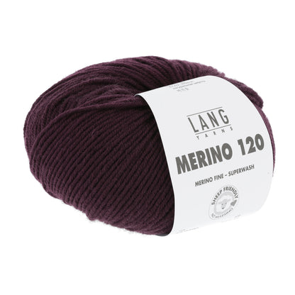 Merino-Garnknäuel Lang Merino 120, weinrotes Wollgarn