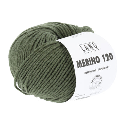 Merino-Garnknäuel Lang Merino 120, olivgrünes Wollgarn
