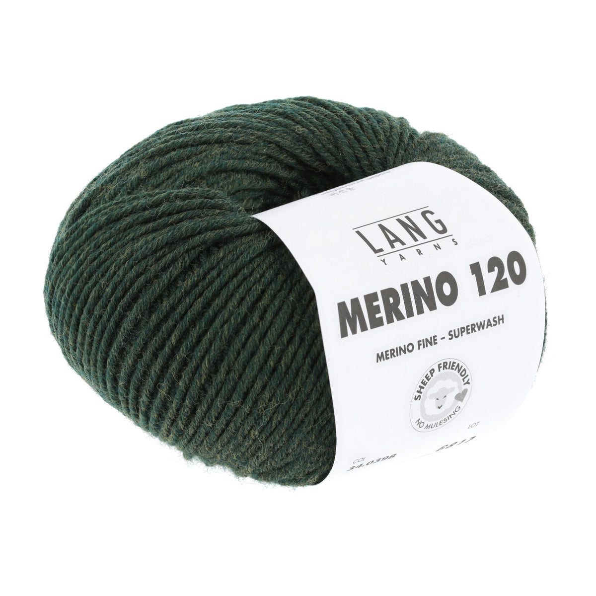 Merino-Garnknäuel Lang Merino 120, dunkelgrünes Wollgarn