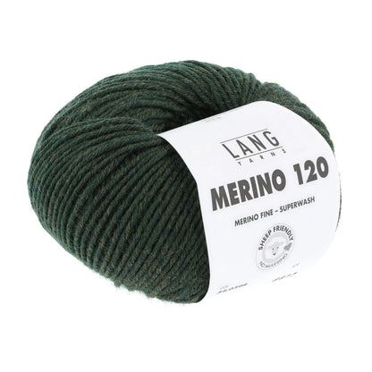 Merino-Garnknäuel Lang Merino 120, dunkelgrünes Wollgarn