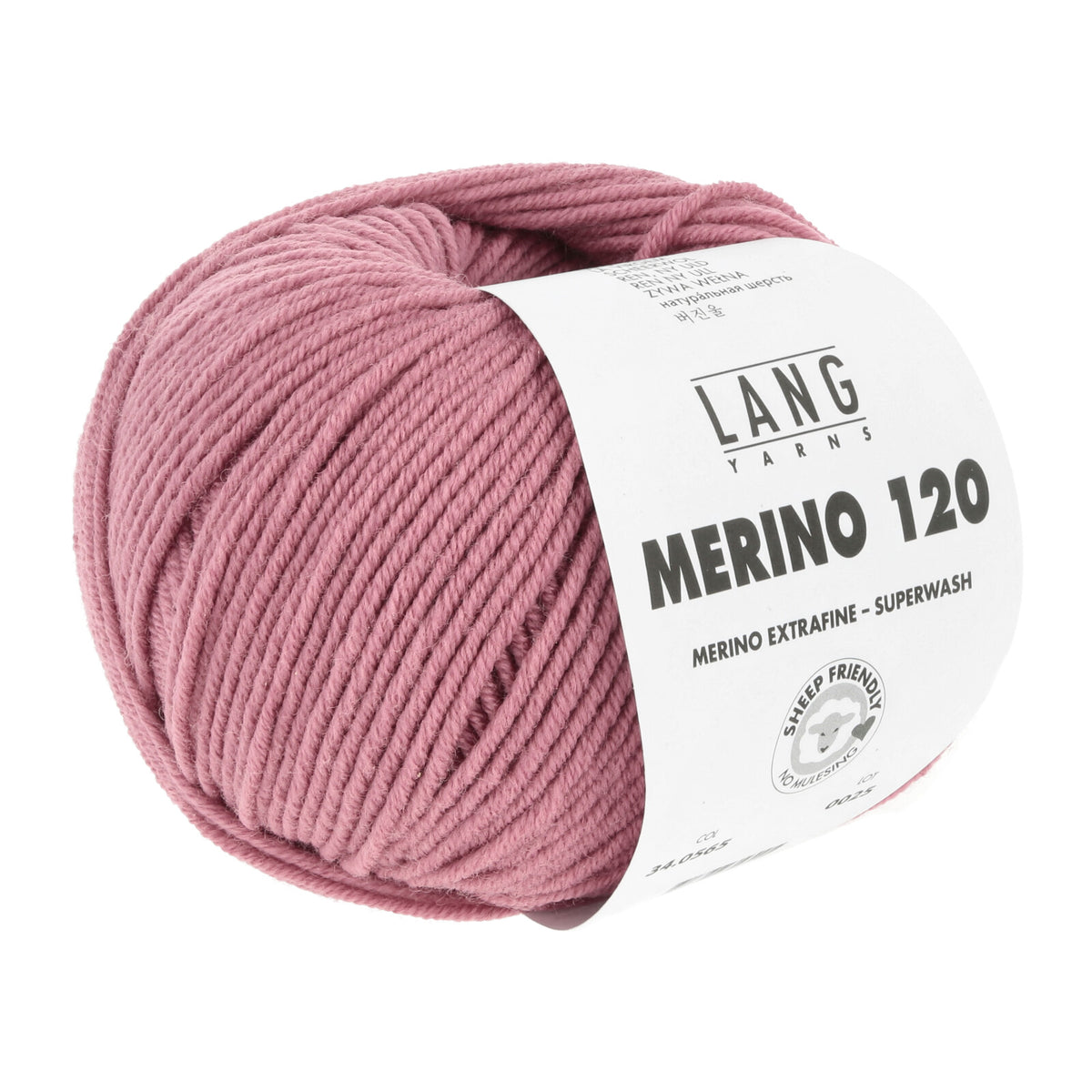 Merino 120 Wollgarn-Knäuel, rosa mit Label
