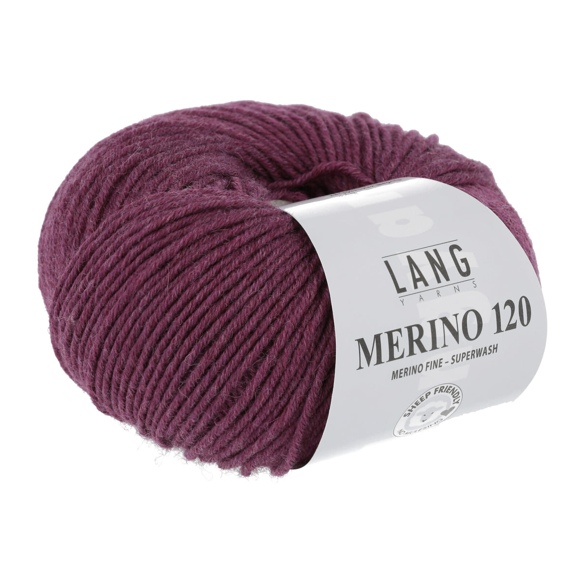 Lang Yarns Merino 120 Wollknäuel, dunkelviolett mit gleichmäßigem Fadenverlauf