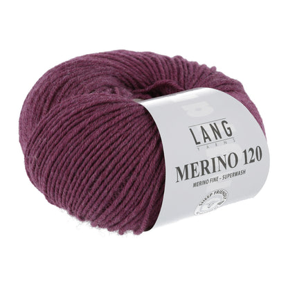 Lang Yarns Merino 120 Wollknäuel, dunkelviolett mit gleichmäßigem Fadenverlauf