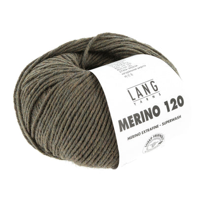 Merino 120 Wollgarn-Knäuel, dunkelgrau-grün mit Label