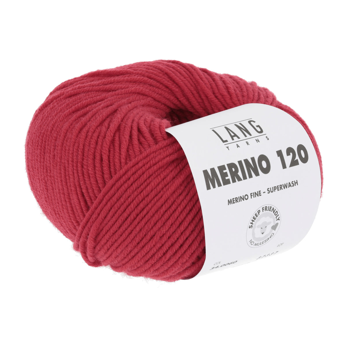 Lang Yarns Merino 120 Wollknäuel, kräftiges Rot mit feiner, gleichmäßiger Struktur