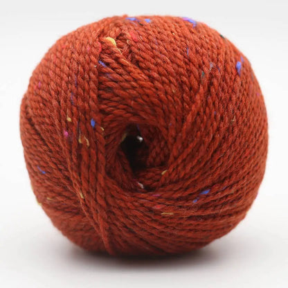 Garnknäuel Hamelton Tweed 1 in rostorange mit blauen Akzenten