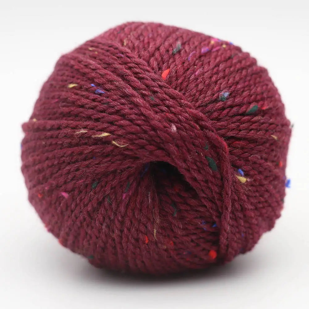 Garnknäuel Hamelton Tweed 1 in bordeauxrot mit mehrfarbigen Sprenkeln