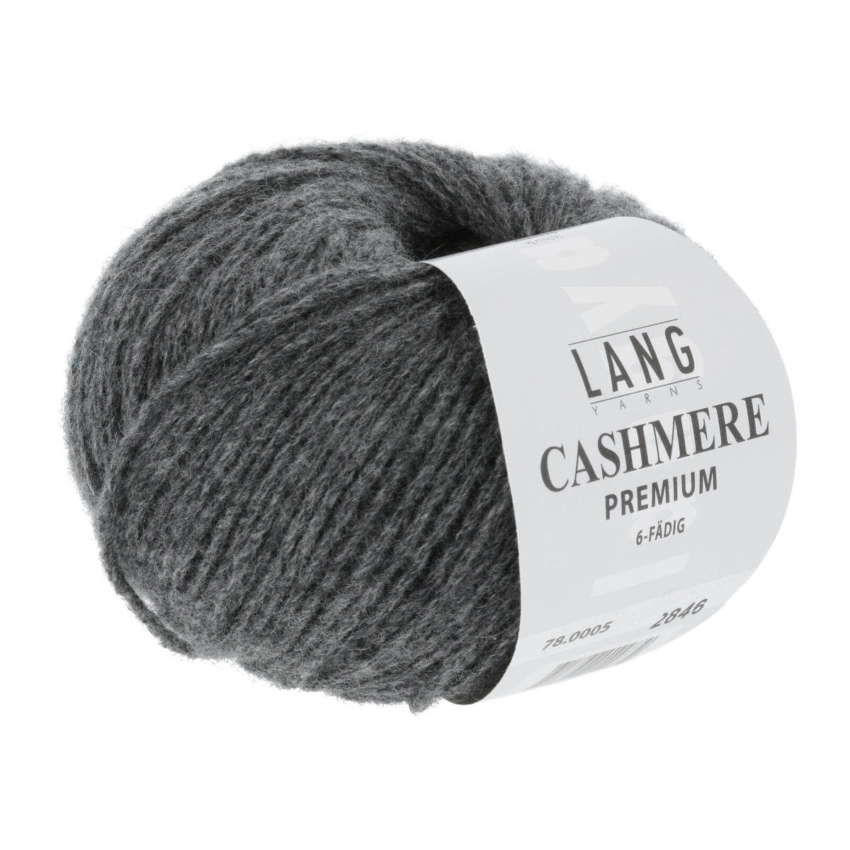 Cashmere-Garnknäuel in Grau mit Label
