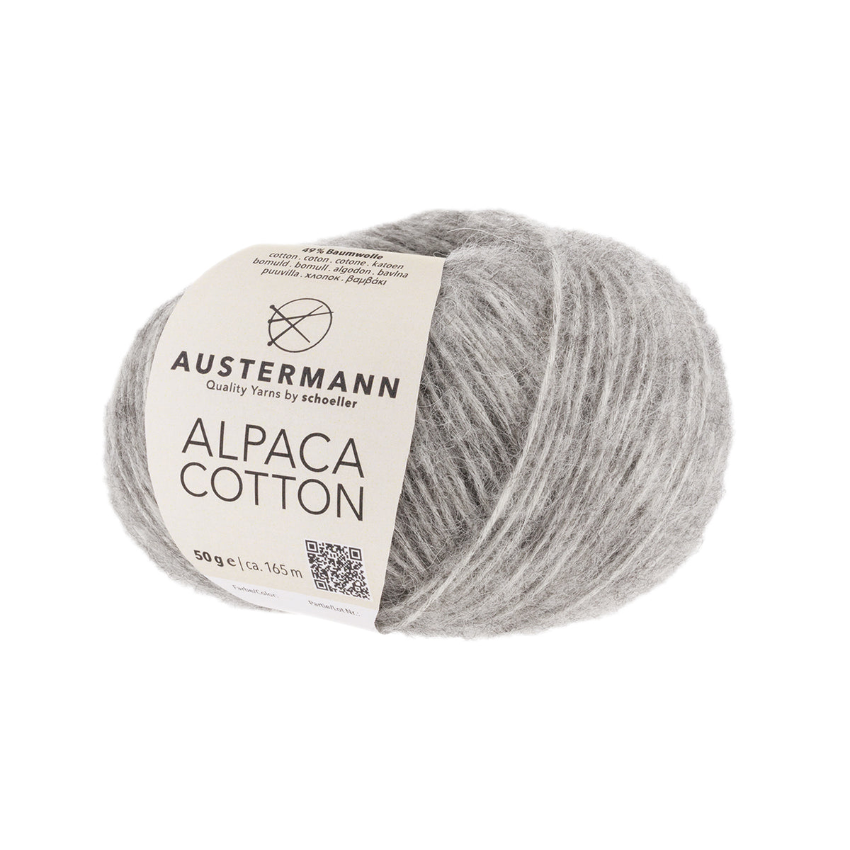 Wollgarn-Knäuel aus Alpaca & Cotton, grau meliert