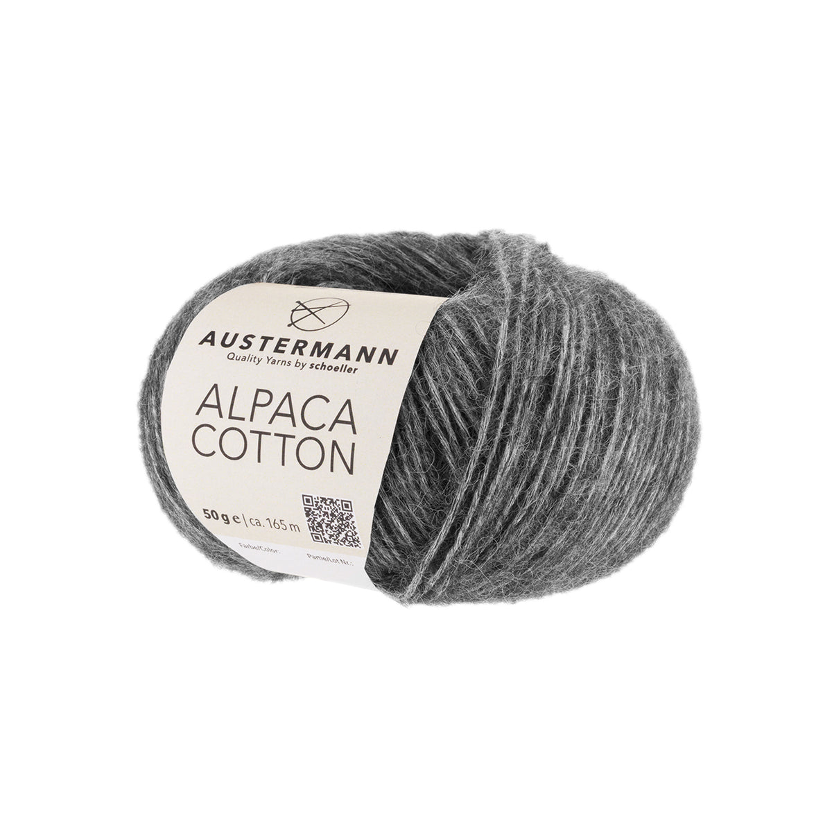 Wollgarn-Knäuel aus Alpaca & Cotton, dunkelgrau meliert