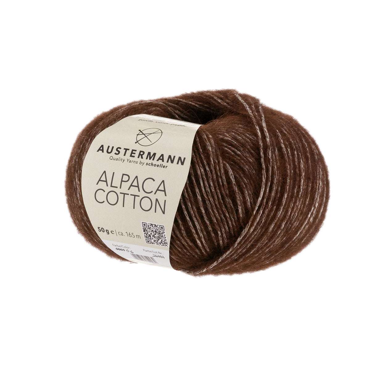 Wollgarn-Knäuel aus Alpaca & Cotton, braun meliert