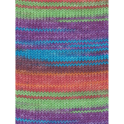 Sockenwolle 6-fädig, mehrfarbig gestreift: grün, lila, blau, orange und rot